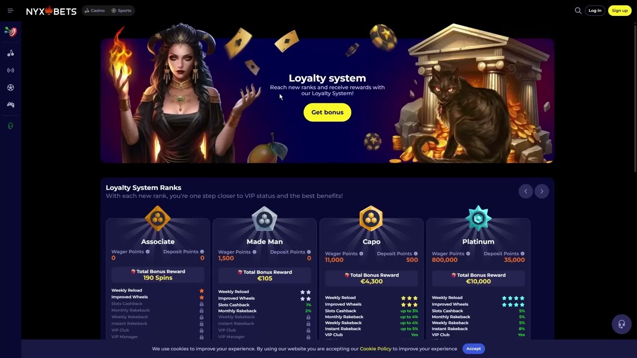 NyxBets app – slots selectie pagina